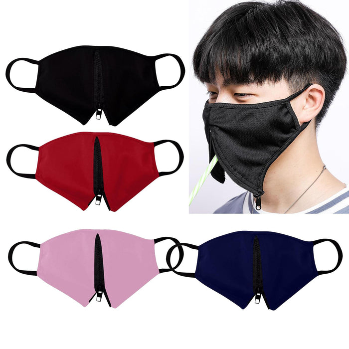 Crofta Zipper Face Guard Easy to Eat & Drink Face Procetion for Women Men  Red