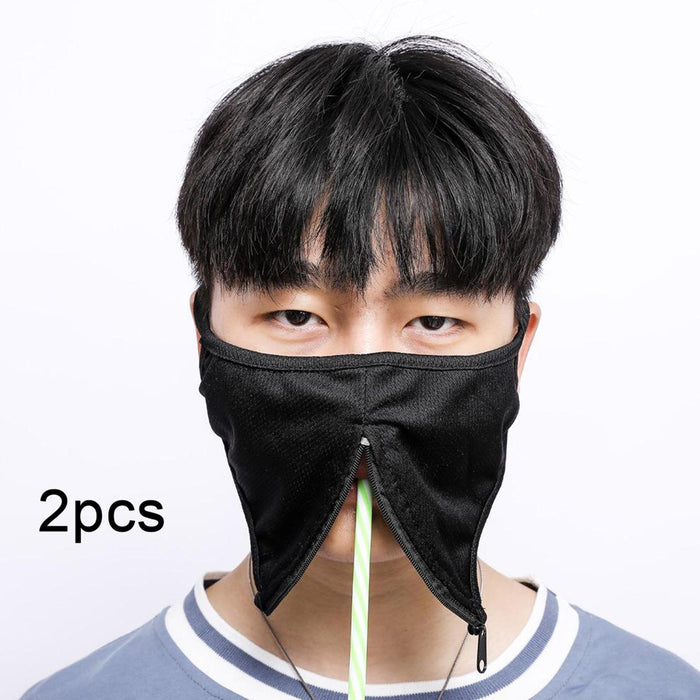 Crofta Zipper Face Guard Easy to Eat & Drink Face Procetion for Women Men  Black