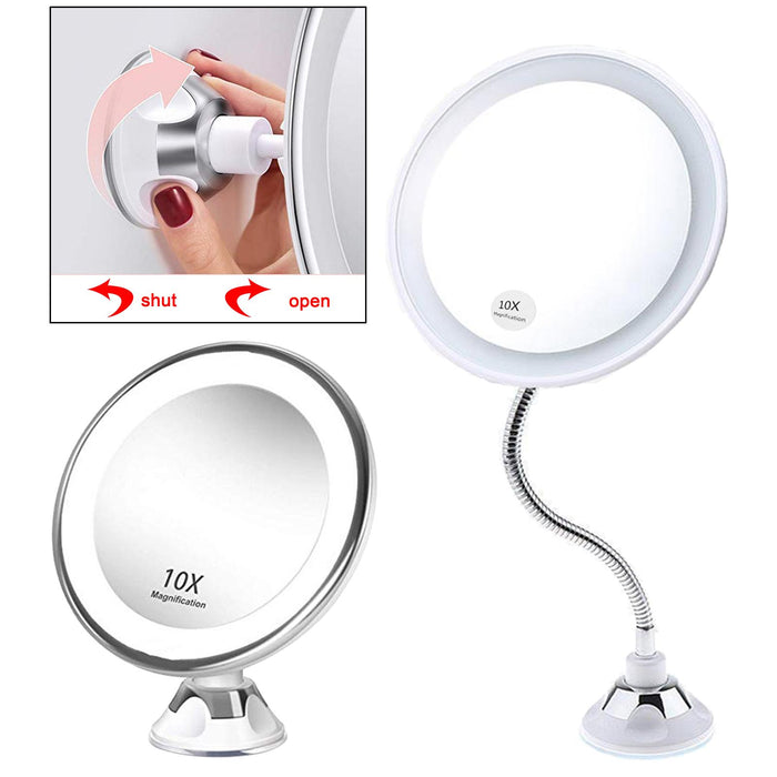 Crofta 10X Magnifying Makeup Mirror Magnification LED Light Cosmetic Mirror Style 1