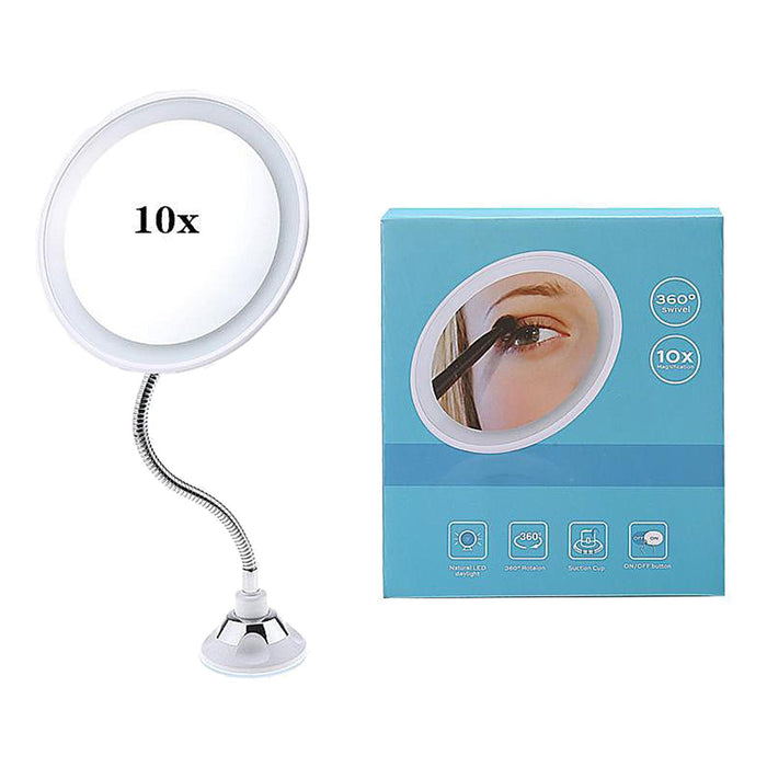 Crofta 10X Magnifying Makeup Mirror Magnification LED Light Cosmetic Mirror Style 2