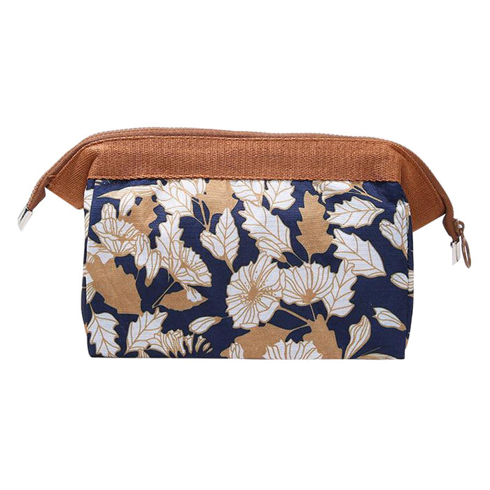 Crofta Womens Make Up Bag Small Printed Cosmetic Pouch Funny Cute Wash Bag Toiletry Brown Flower