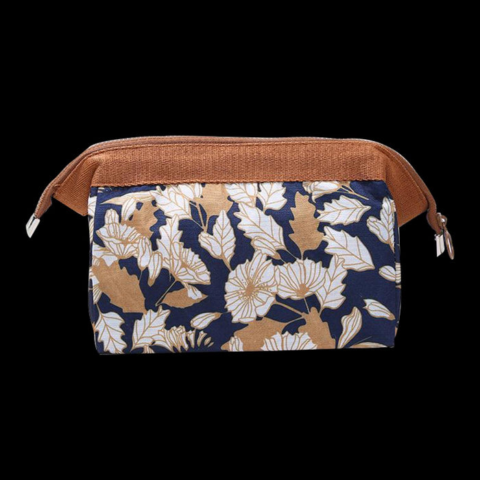 Crofta Womens Make Up Bag Small Printed Cosmetic Pouch Funny Cute Wash Bag Toiletry Brown Flower