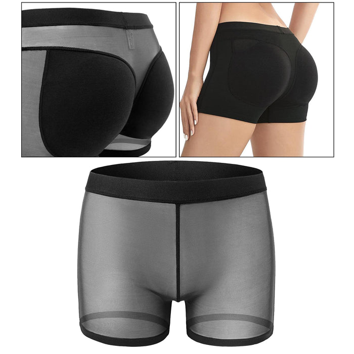 Crofta Women Padded Bum Pants Butt Lifter Panty Body Enhancer Underwear Black S