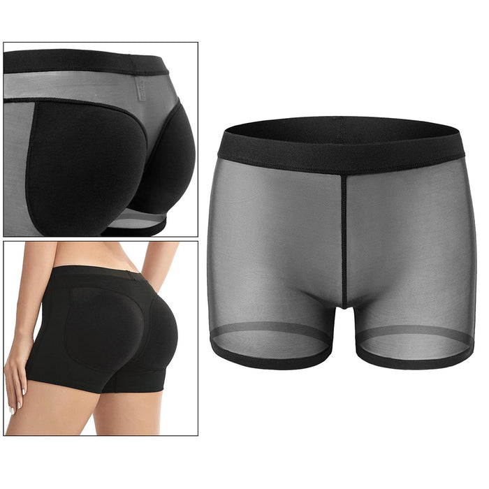 Crofta Women Padded Bum Pants Butt Lifter Panty Body Enhancer Underwear Black S