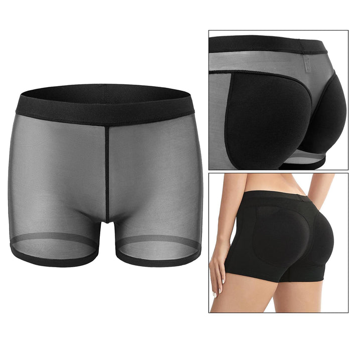 Crofta Women Padded Bum Pants Butt Lifter Panty Body Enhancer Underwear Black S