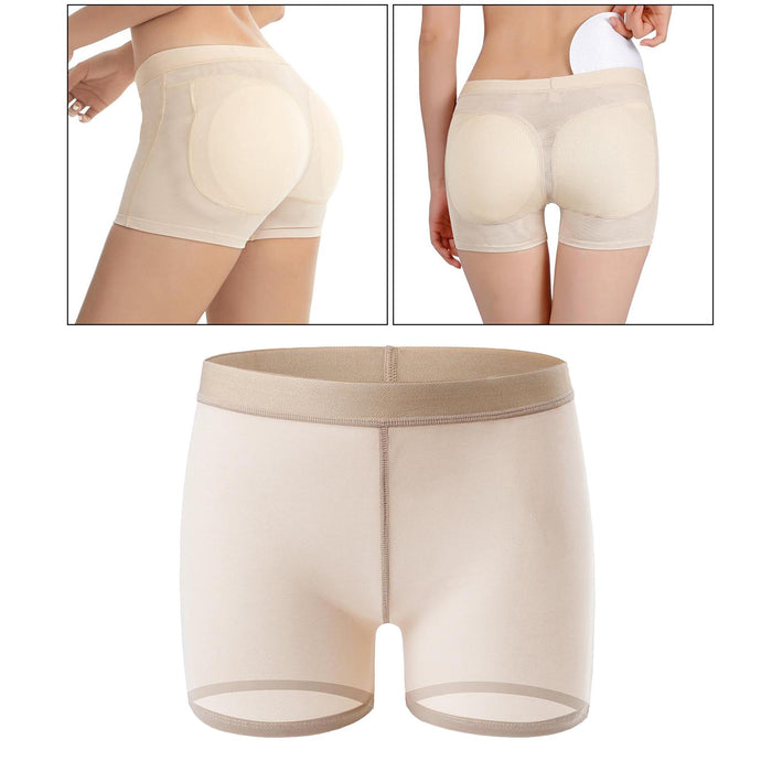 Crofta Women Padded Bum Pants Butt Lifter Panty Body Enhancer Underwear Beige L