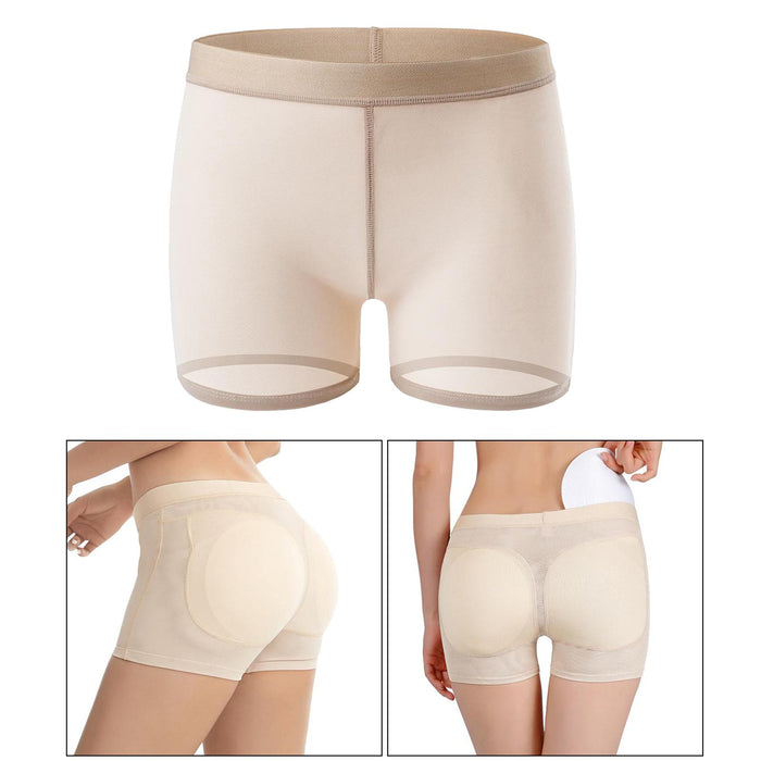 Crofta Women Padded Bum Pants Butt Lifter Panty Body Enhancer Underwear Beige L