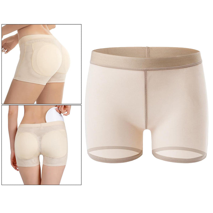 Crofta Women Padded Bum Pants Butt Lifter Panty Body Enhancer Underwear Beige L