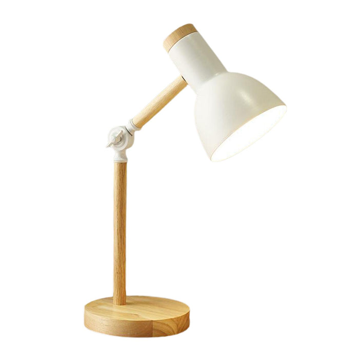 Crofta Stylish Wooden Iron LED Multi-Joint Reading Table Lamp Task Light Flexible White 3W