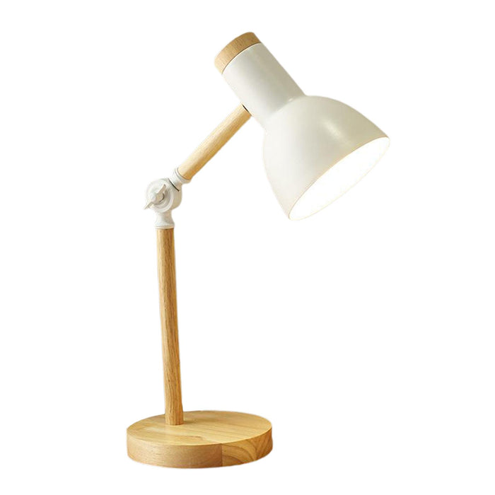 Crofta Stylish Wooden Iron LED Multi-Joint Reading Table Lamp Task Light Flexible White 3W