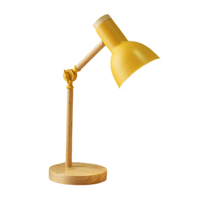 Crofta Stylish Wooden Iron LED Multi-Joint Reading Table Lamp Task Light Flexible Yellow 5W