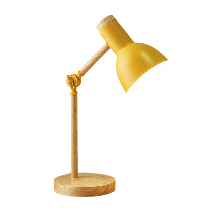 Crofta Stylish Wooden Iron LED Multi-Joint Reading Table Lamp Task Light Flexible Yellow 5W