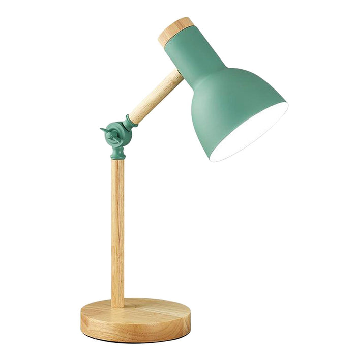 Crofta Stylish Wooden Iron LED Multi-Joint Reading Table Lamp Task Light Flexible Green 3W