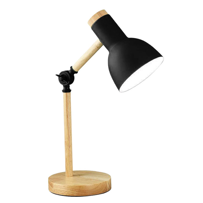 Crofta Stylish Wooden Iron LED Multi-Joint Reading Table Lamp Task Light Flexible Black 3W