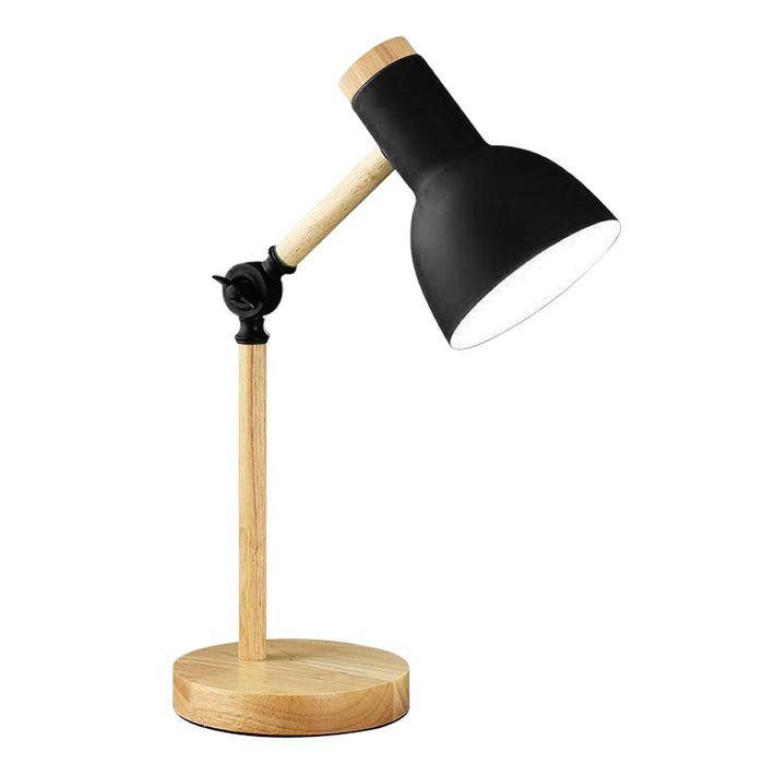 Crofta Stylish Wooden Iron LED Multi-Joint Reading Table Lamp Task Light Flexible Black 3W