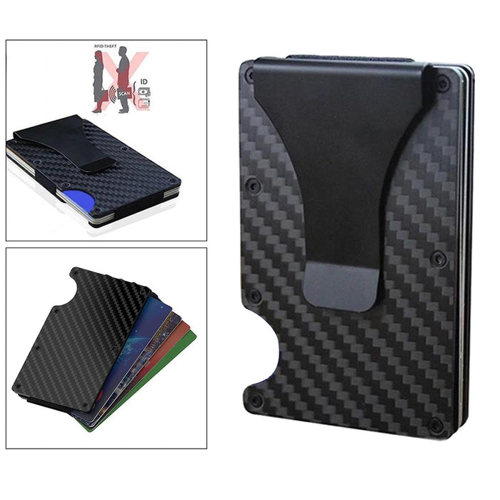 Crofta Money Clip Wallet Carbon Fiber Credit Card ID Holder Business Minimalist