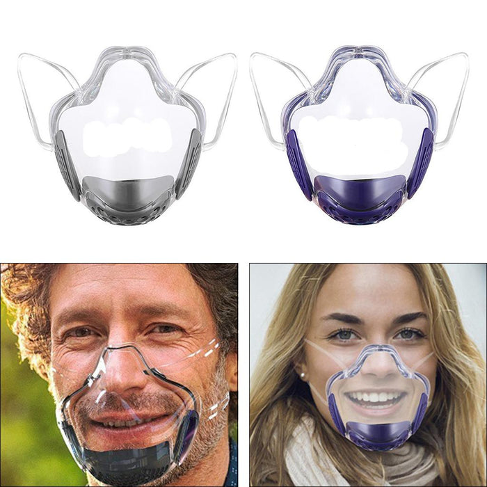 Crofta Clear Face Mask Cover Transparent Face Shield Reusable with Breathing Valve Grey