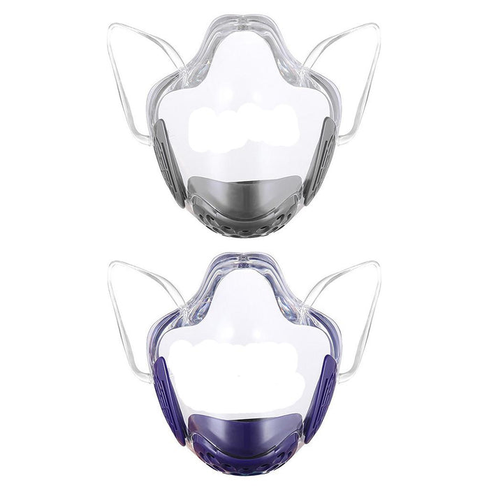 Crofta Clear Face Mask Cover Transparent Face Shield Reusable with Breathing Valve Grey