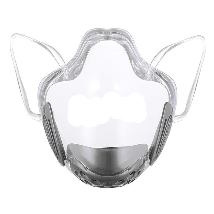 Crofta Clear Face Mask Cover Transparent Face Shield Reusable with Breathing Valve Grey