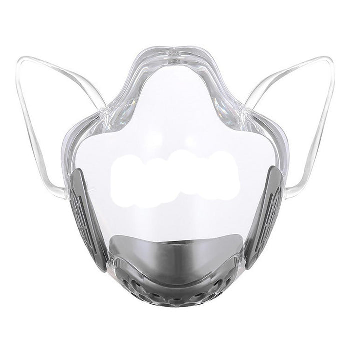 Crofta Clear Face Mask Cover Transparent Face Shield Reusable with Breathing Valve Grey