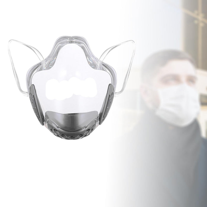 Crofta Clear Face Mask Cover Transparent Face Shield Reusable with Breathing Valve Grey