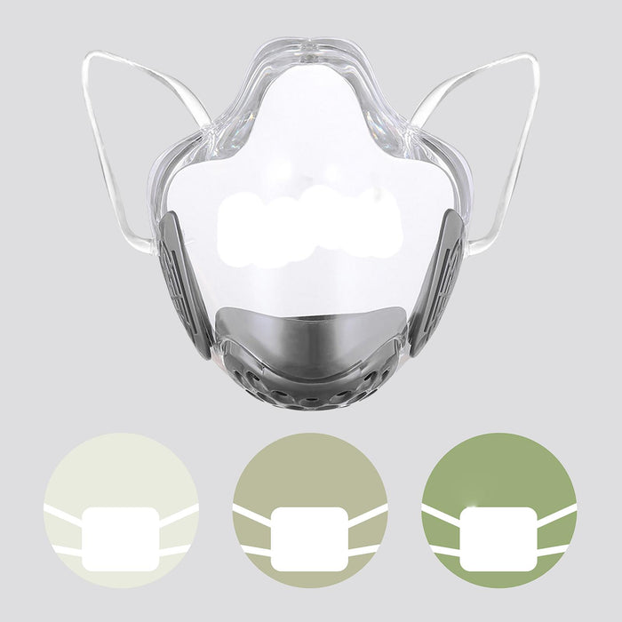 Crofta Clear Face Mask Cover Transparent Face Shield Reusable with Breathing Valve Grey