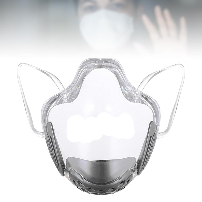 Crofta Clear Face Mask Cover Transparent Face Shield Reusable with Breathing Valve Grey