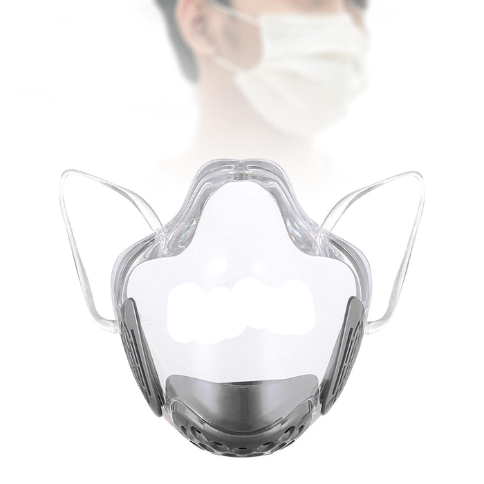 Crofta Clear Face Mask Cover Transparent Face Shield Reusable with Breathing Valve Grey