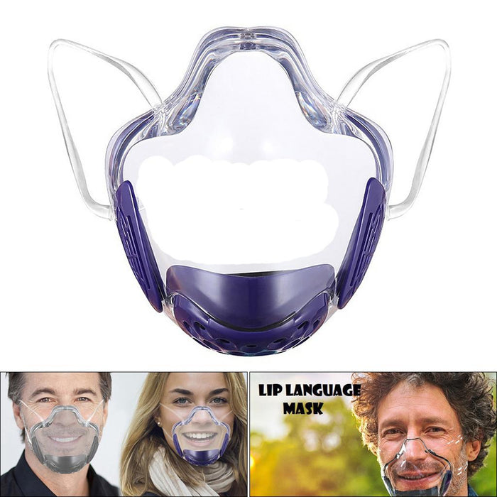 Crofta Clear Face Mask Cover Transparent Face Shield Reusable with Breathing Valve Purple