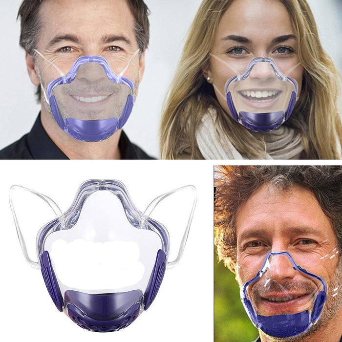 Crofta Clear Face Mask Cover Transparent Face Shield Reusable with Breathing Valve Purple