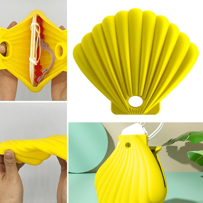 Crofta Portable Shell Silicone Face Covering Storage Bag Container Holder Yellow