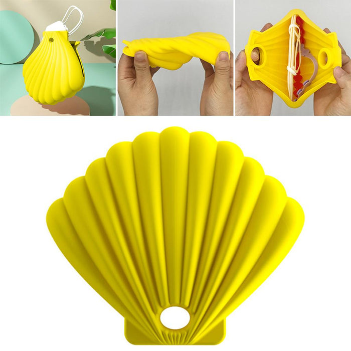 Crofta Portable Shell Silicone Face Covering Storage Bag Container Holder Yellow