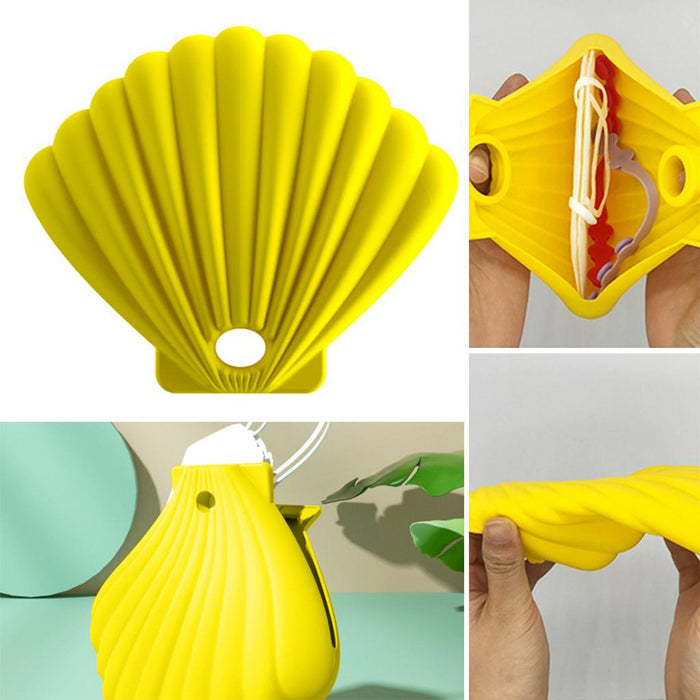 Crofta Portable Shell Silicone Face Covering Storage Bag Container Holder Yellow