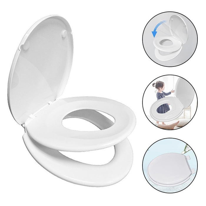 Crofta 2 in 1 Toilet Seat with Built-In Training Seat Space Saving Solution