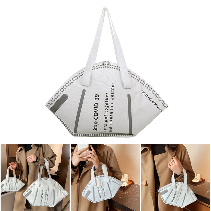 Crofta Large Capacity Ladies Canvas Tote Bag Female Fashion Shopping Bag White S