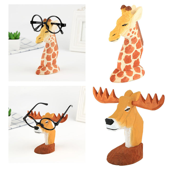 Crofta Wooden Handmade Spectacle Eyeglass Holder Animal Display Rack Giraffe