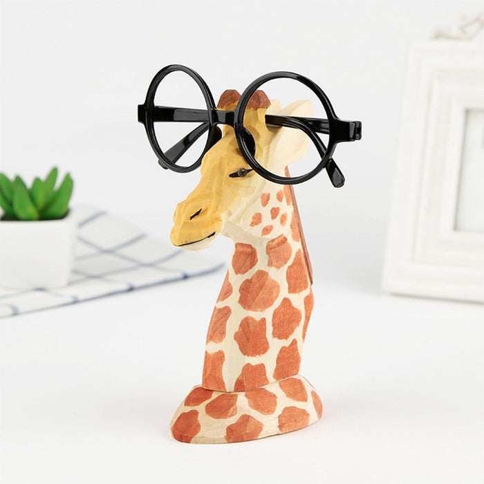 Crofta Wooden Handmade Spectacle Eyeglass Holder Animal Display Rack Giraffe