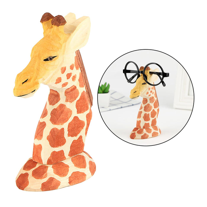 Crofta Wooden Handmade Spectacle Eyeglass Holder Animal Display Rack Giraffe