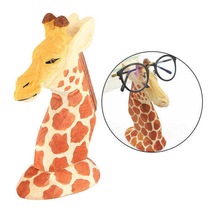 Crofta Wooden Handmade Spectacle Eyeglass Holder Animal Display Rack Giraffe