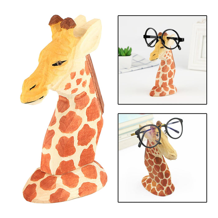 Crofta Wooden Handmade Spectacle Eyeglass Holder Animal Display Rack Giraffe