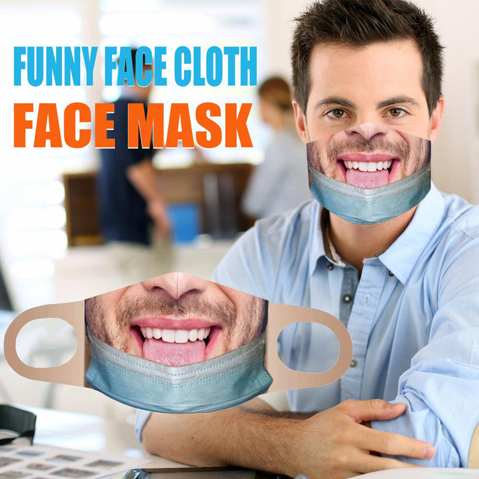 Crofta Creativity 3D Print Funny Bandit Prank Face Mask Masque Mouth Cover Adults B