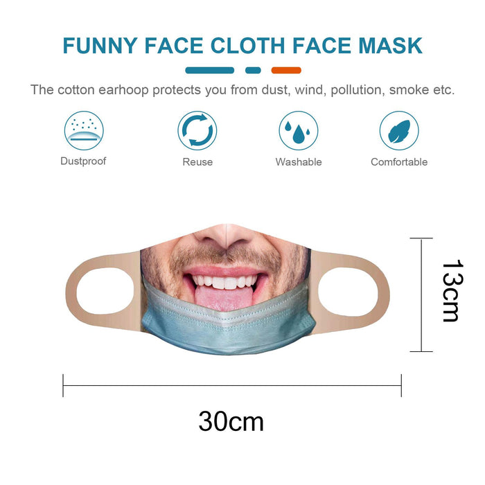 Crofta Creativity 3D Print Funny Bandit Prank Face Mask Masque Mouth Cover Adults B