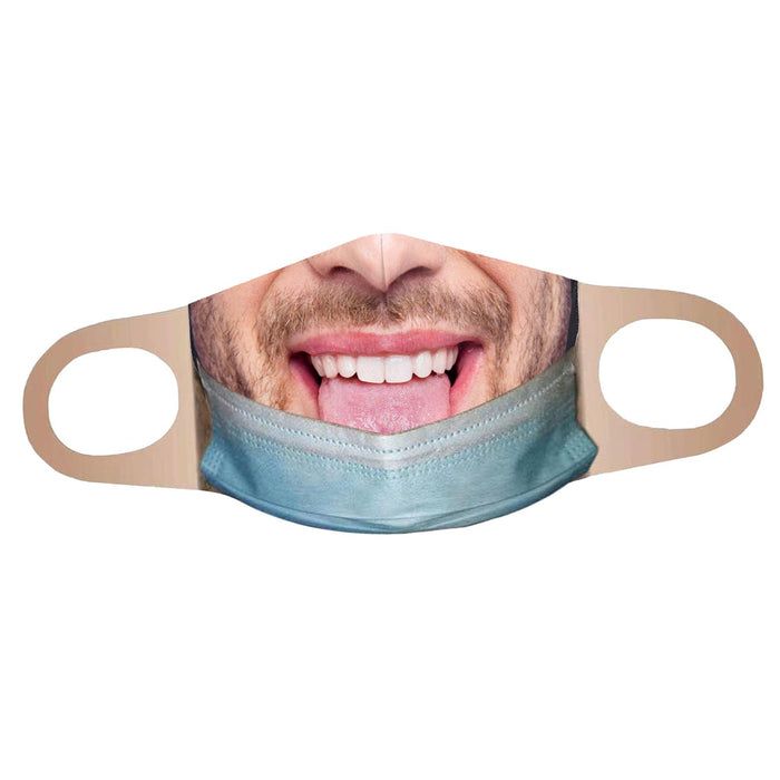 Crofta Creativity 3D Print Funny Bandit Prank Face Mask Masque Mouth Cover Adults B