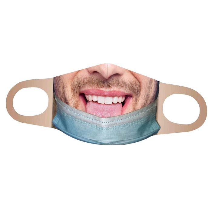 Crofta Creativity 3D Print Funny Bandit Prank Face Mask Masque Mouth Cover Adults B