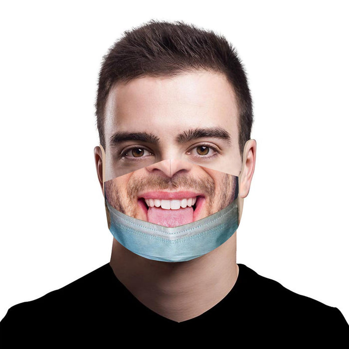 Crofta Creativity 3D Print Funny Bandit Prank Face Mask Masque Mouth Cover Adults B