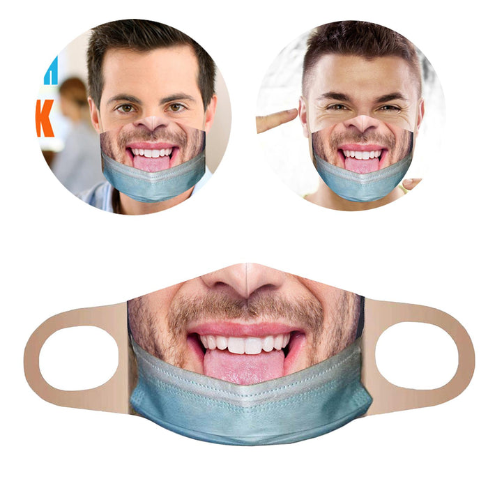 Crofta Creativity 3D Print Funny Bandit Prank Face Mask Masque Mouth Cover Adults B