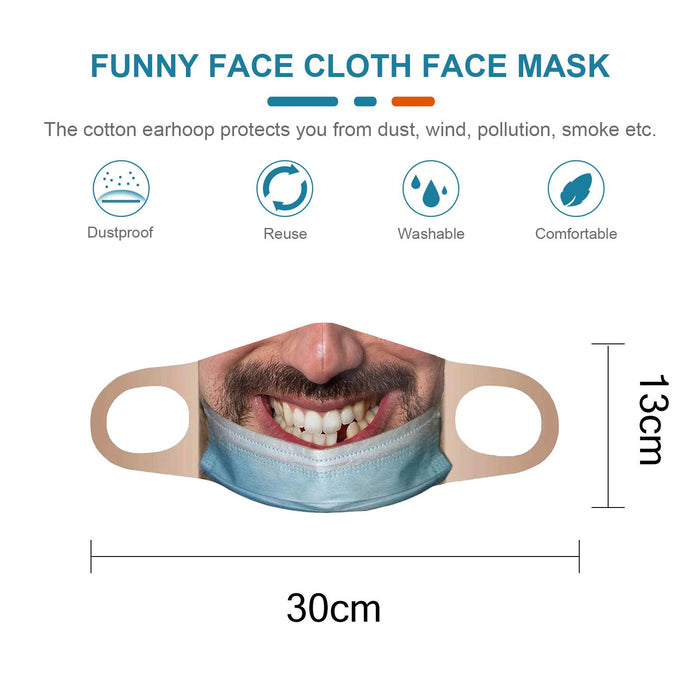 Crofta Creativity 3D Print Funny Bandit Prank Face Mask Masque Mouth Cover Adults C