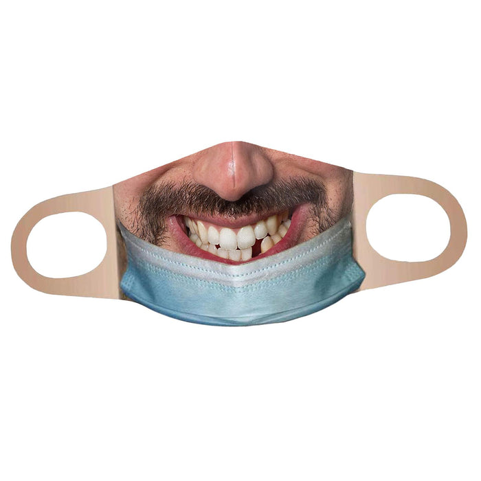 Crofta Creativity 3D Print Funny Bandit Prank Face Mask Masque Mouth Cover Adults C