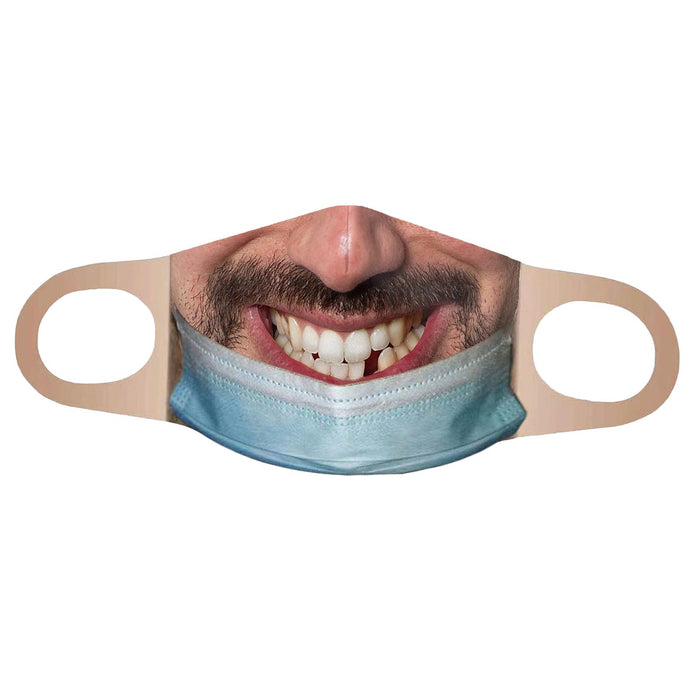 Crofta Creativity 3D Print Funny Bandit Prank Face Mask Masque Mouth Cover Adults C