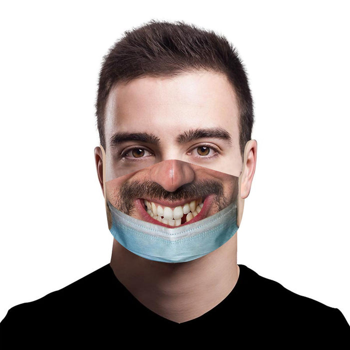 Crofta Creativity 3D Print Funny Bandit Prank Face Mask Masque Mouth Cover Adults C